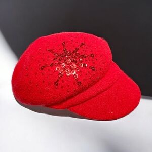ADORA 100% Wool Fuchsia Sequin Cadet Newsboy Fashion Hat